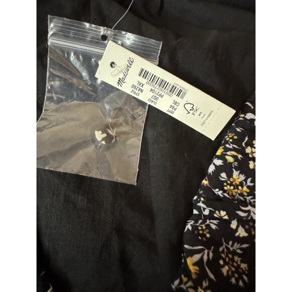 NWT XXL Madewell Black Mini Dress Ruffle Button-Front Trapeze Floral Folklore - Picture 9 of 11